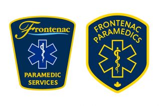 Old Frontenac Paramedics crest (left) and new (right) - subtle change designed to focus on the human side of paramedicine